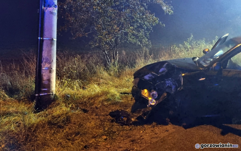 2/4 Kierujący BMW uderzył w słup przy ul. Wylotowej w Gorzowie