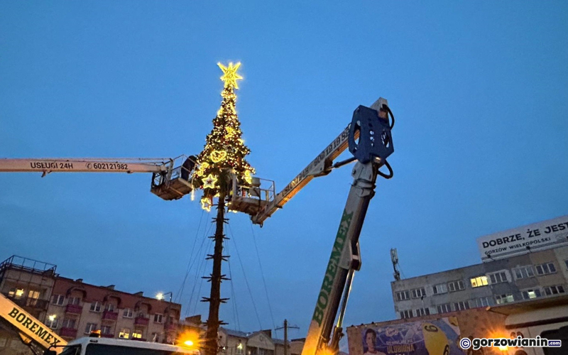 4/7 Montaż choinki na Starym Rynku w Gorzowie