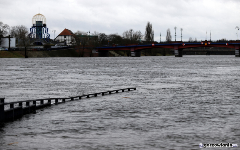 4/9 Wysoki poziom Warty w Gorzowie. Zalane nadwarciańskie bulwary