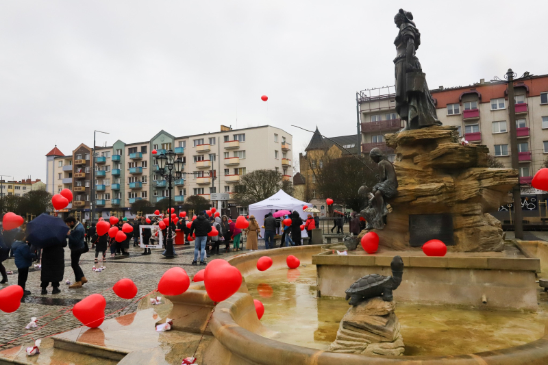 4/18 Walentynki 2024 w Gorzowie. Las czerwonych serc na Starym Rynku