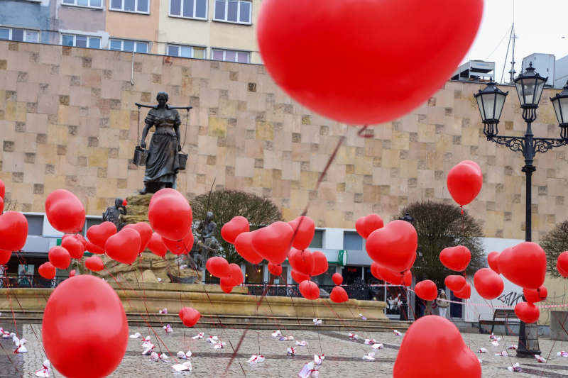 17/18 Walentynki 2024 w Gorzowie. Las czerwonych serc na Starym Rynku