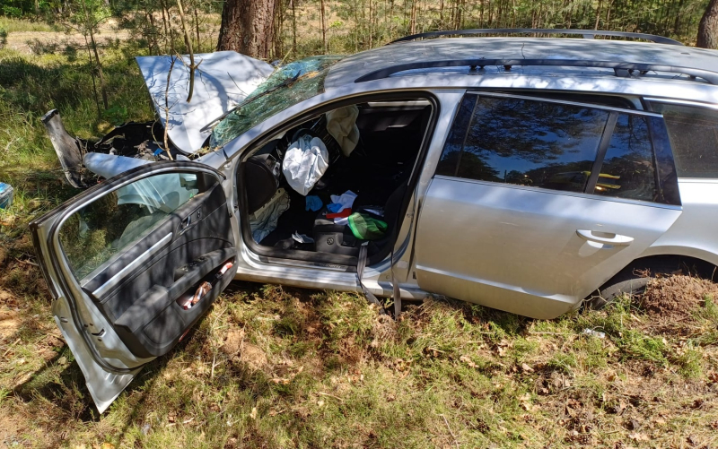 3/6 Skoda uderzyła w drzewo na DW130