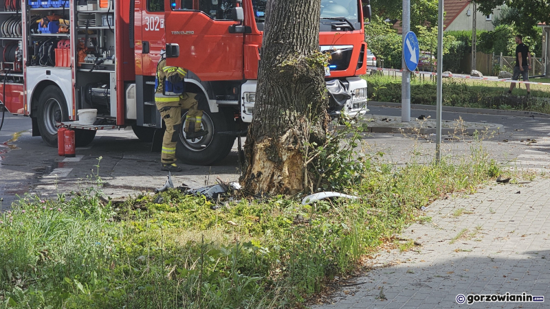 6/10 Kierujący mercedesem uderzył w drzewo przy Kostrzyńskiej