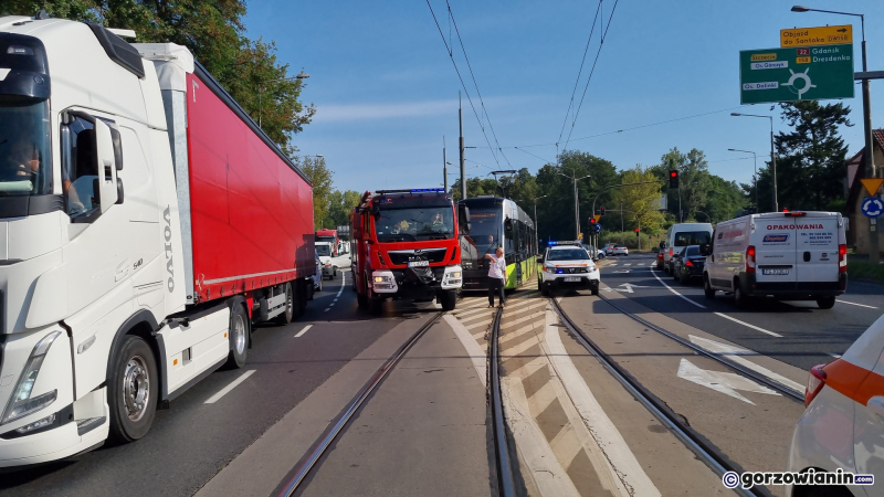 5/8 Zderzenie ciężarówki, kii i tramwaju na Podmiejskiej
