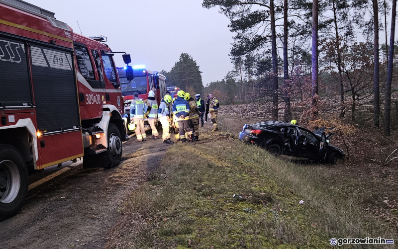 1/5 Wypadek na DK22. Kierujący lexusem wjechał do rowu