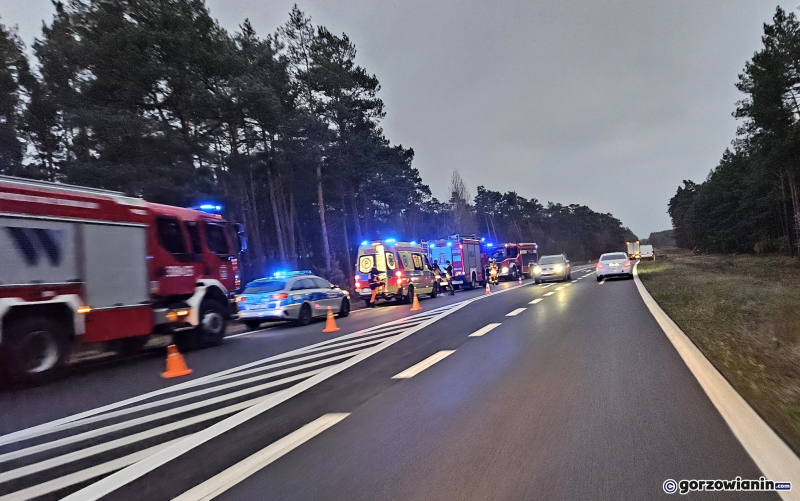 2/5 Wypadek na DK22. Kierujący lexusem wjechał do rowu