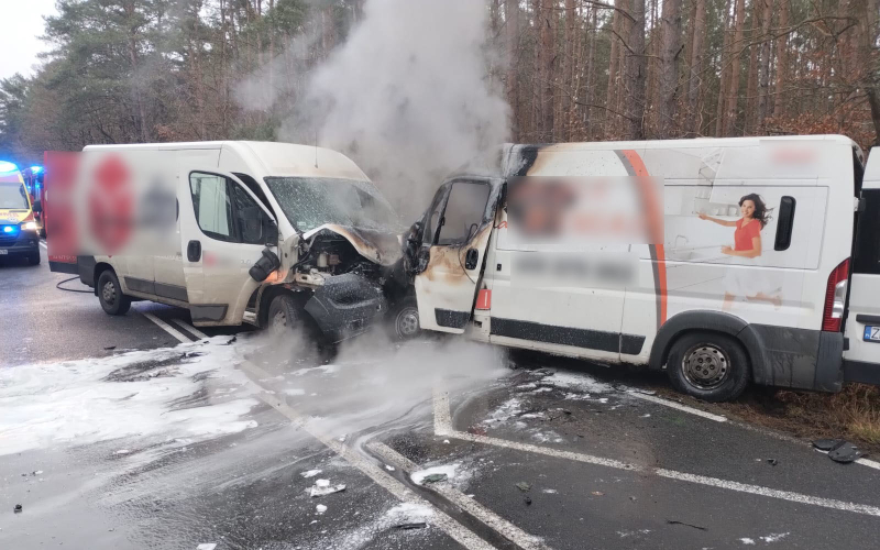 2/5 Czołowe zderzenie dwóch busów na DW130