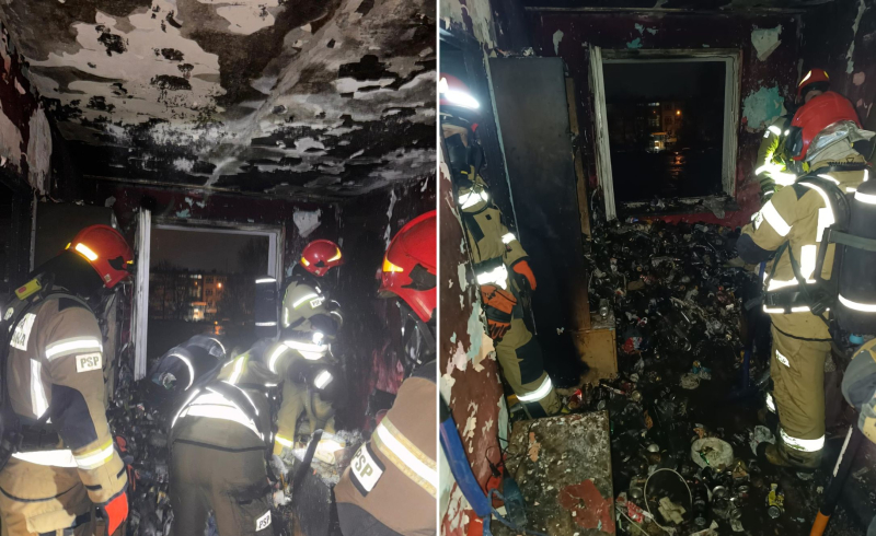 3/4 Pożar mieszkania przy ul. Chełmońskiego