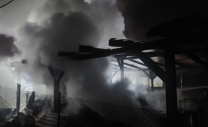 3/7 Pożar na terenie ogródków działkowych w Wojcieszycach