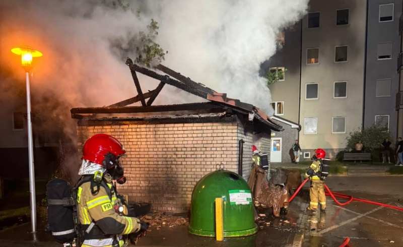 6/6 Pożar altany śmietnikowej i samochodu na Madryckiej