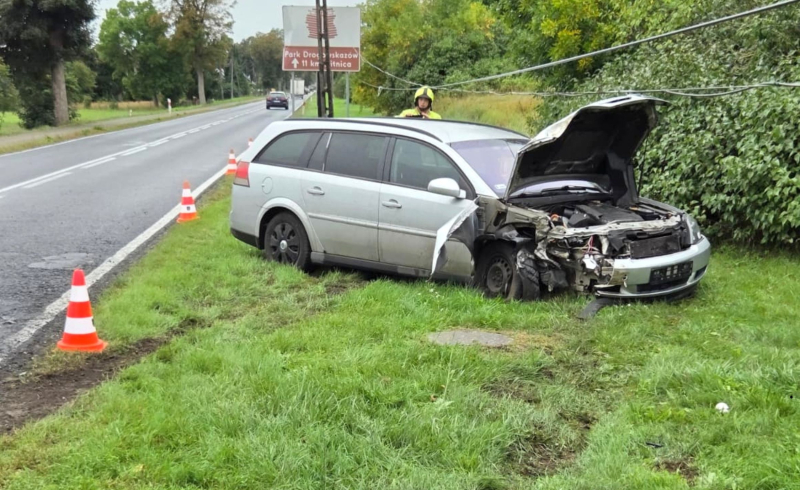 7/10 Kierujący oplem ściął drewniany słup w Motylewie