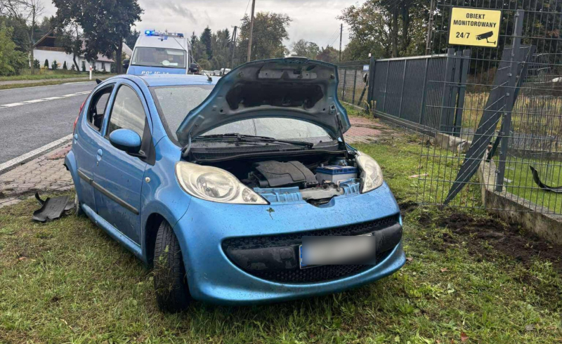 5/7 Kierująca peugeotem uderzyła w ogrodzenie w Motylewie