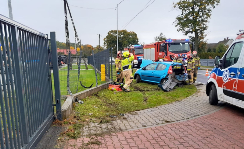 7/7 Kierująca peugeotem uderzyła w ogrodzenie w Motylewie