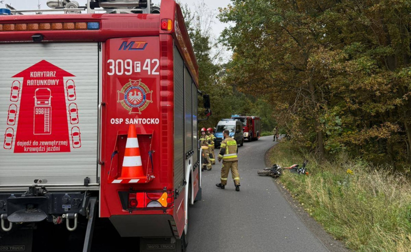 7/9 Wypadek przy ul. Mironickiej. Zderzenie motocykla i skody