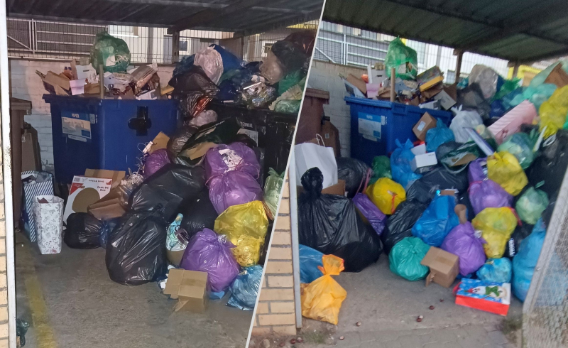 1/4 Przepełniona altana śmietnikowa na Dekerta