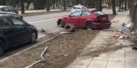 Rozbite BMW przy Estkowskiego w Gorzowie