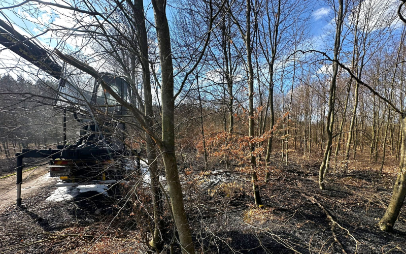 3/5 Pożar ciężarówki przewożącej drewno w Ściechowie