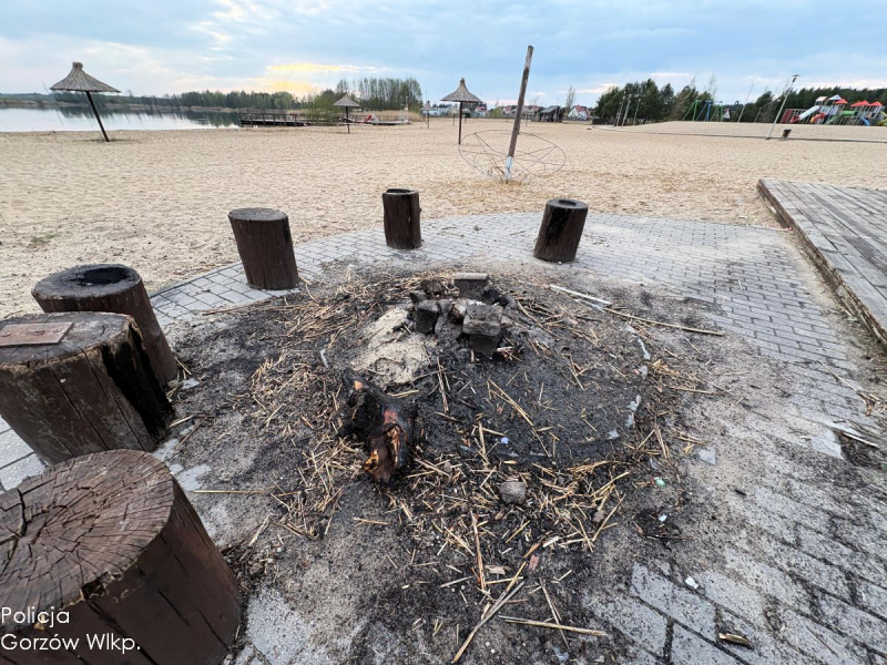 8/9 Niszczyli i palili plażowe parasole w ognisku nad jeziorem w Karninie