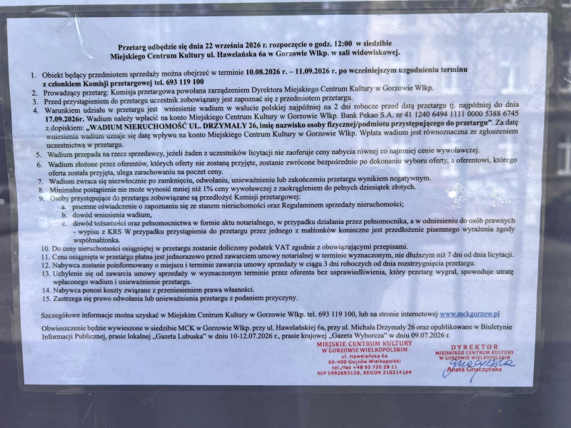 2/6 Budynek MCK przy Drzymały wystawiony na sprzedaż