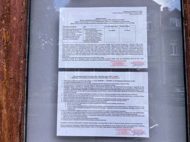 6/6 Budynek MCK przy Drzymały wystawiony na sprzedaż