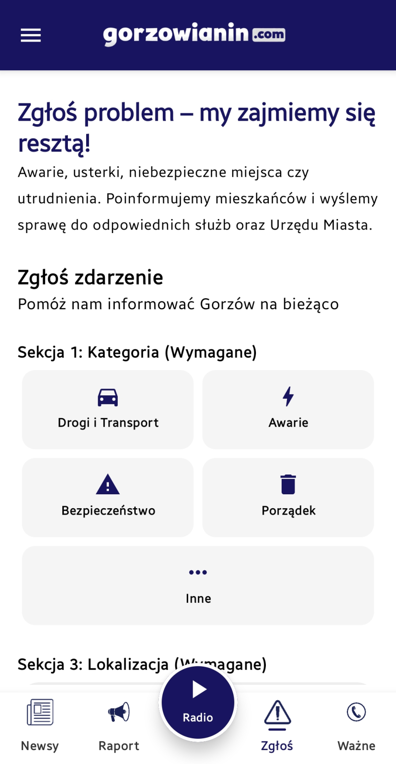 1/6 Aplikacja gorzowianin.com: Pierwsze cyfrowe radio w Gorzowie i narzędzie do zgłaszania usterek