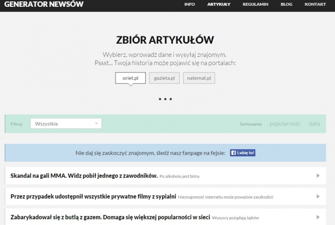 7/7 Generator Newsów, czyli fałszywe artykuły