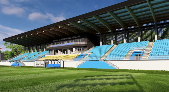 modernizacja stadionu piłkarskiego Gorzów ulica Olimpijska nowa wizualizacja 2026 trybuna zachodnia Stilon Gorzów Warta Gorzów projekt stadionu Gorzów