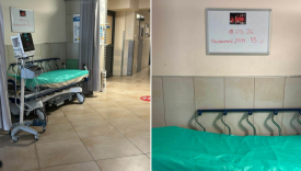 Tablica triażu w Szpitalnym Oddziale Ratunkowym w Gorzowie z napisem dotyczącym statystyki nieskuteczności zespołów ratownictwa medycznego.