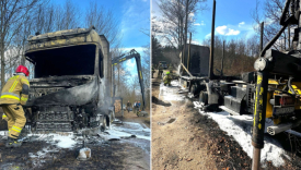 Pożar samochodu ciężarowego marki Iveco oraz płonąca ściółka leśna na drodze do jeziora Marwicko za Ściechowem pod Gorzowem akcja straży pożarnej 2026