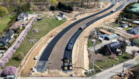 Budowa północnej obwodnicy Gorzowa i układanie asfaltu na trasie łączącej rondo Barlineckie z osiedlem Piaski przez firmę Budimex kwiecień 2026 rok