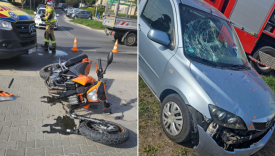 Wypadek w Gorzowie. Kierujący Mazdą zderzył się z motocyklistą