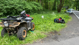 Wypadek droga krajowa nr 22 Wołogoszcz zderzenie quada z motocyklem straż pożarna policja śmigłowiec LPR Gorzów