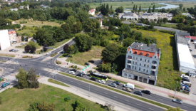 Plac pod budowę nowego bloku GTBS przy skrzyżowaniu ulic Grobla i Zielona w Gorzowie Teren po wyburzonej kamienicy przy ulicy Grobla i Zielona 