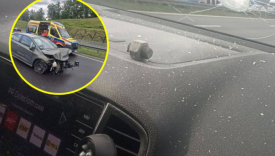 wypadek na drodze ekspresowej S3 węzeł Gorzów Zachód zablokowana trasa śmigłowiec LPR