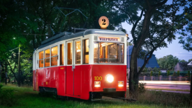 Zabytkowy tramwaj Konstal 105Na i wagon typu 4N na torach darmowa linia Lato w Gorzowie MZK Gorzów