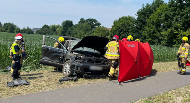 pijany obywatel ukrainy wypadek samochodowy wojcieszyce gorzow rozbity volkswagen