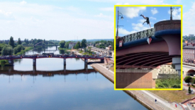 skok z mostu Staromiejskiego w Gorzowie policja interwencja nad rzeką Wartą straż pożarna Gorzów