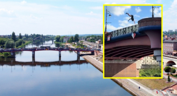 skok z mostu Staromiejskiego w Gorzowie policja interwencja nad rzeką Wartą straż pożarna Gorzów