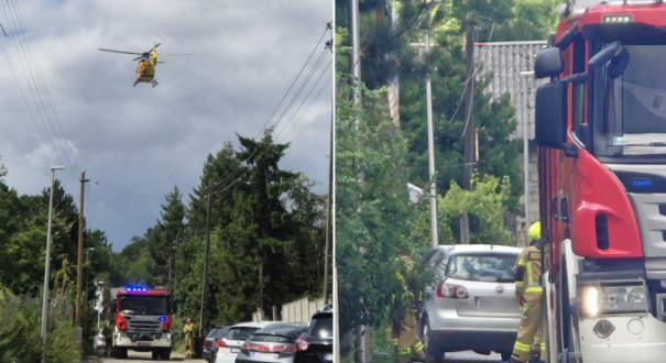 Wypadek w Czechowie ulica Bukowa śmigłowiec LPR i rozbity volkswagen Gorzów
Akcja ratunkowa w Czechowie koło Gorzowa śmigłowiec Lotniczego Pogotowia Ratunkowego na miejscu wypadku