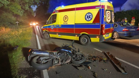 Wypadek osobówki i motocykla na drodze wojewódzkiej koło Gorzowa