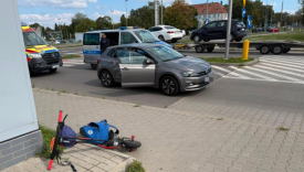 Wypadek hulajnoga elektryczna zderzenie z volkswagenem ulica Mysliborska Gorzow