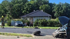 Wypadek DW132 Bogdaniec Motylewo zderzenie Volkswagena i Forda śmigłowiec LPR Gorzów