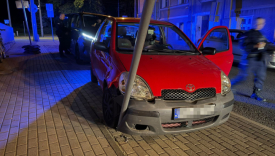 pijany kierowca gorzów zniszczony znak drogowy jazda po alkoholu badanie trzezwosci kierowcy gorzow